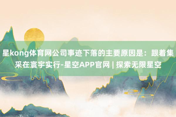 星kong体育网公司事迹下落的主要原因是：跟着集采在寰宇实行-星空APP官网 | 探索无限星空